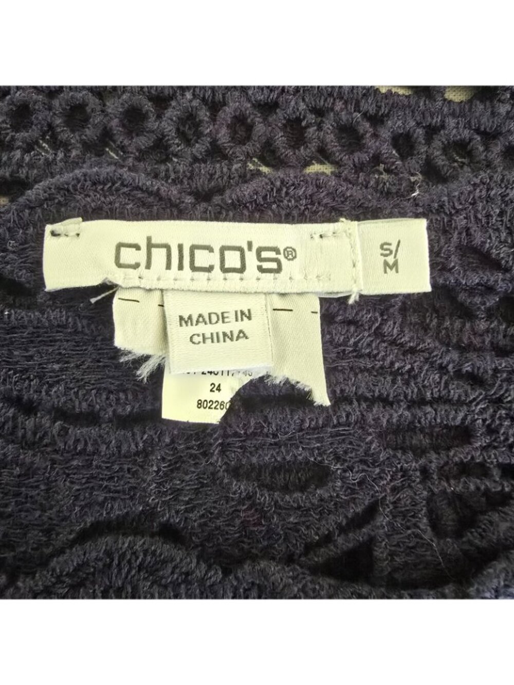 Chico's Crochet Lace Poncho Navy Blue Size S/M - Picture 8 of 8